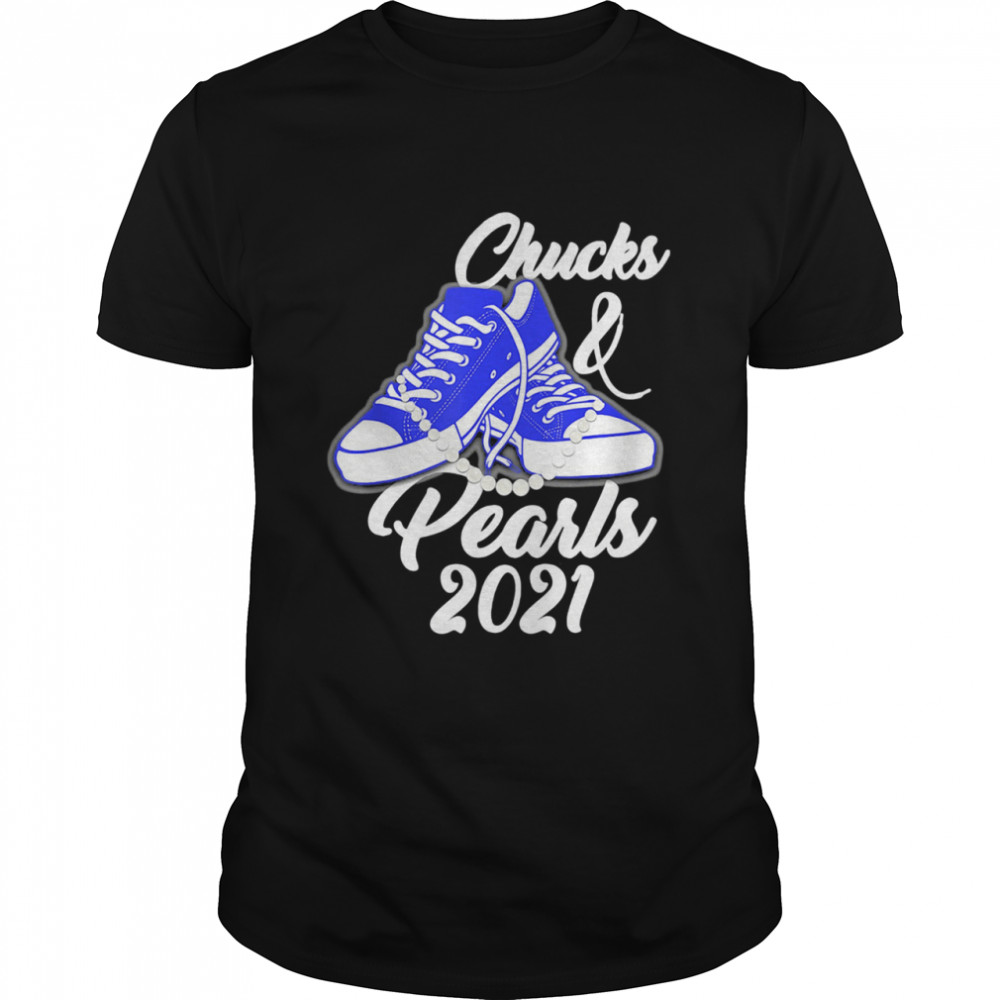 Chucks & Pearls 2021 Vice President Kamala Supporter Unisex Tshirt S-5XL Black