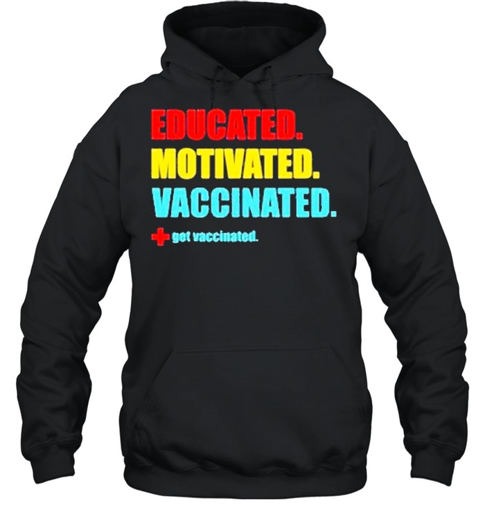 Educated motivated vaccinated 2021 tee shirt Unisex Hoodie