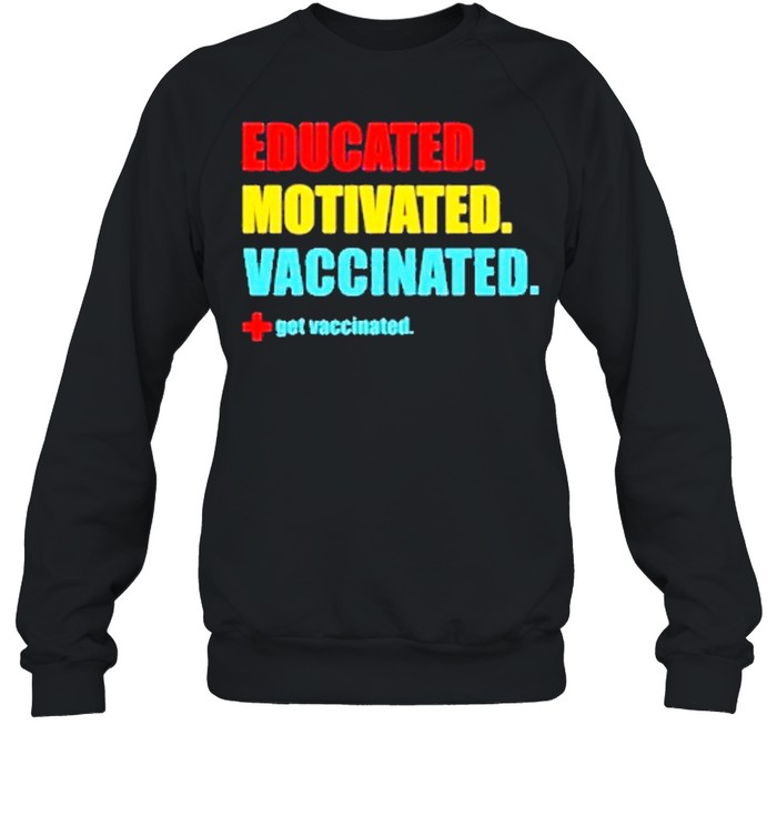 Educated motivated vaccinated 2021 tee shirt Unisex Sweatshirt