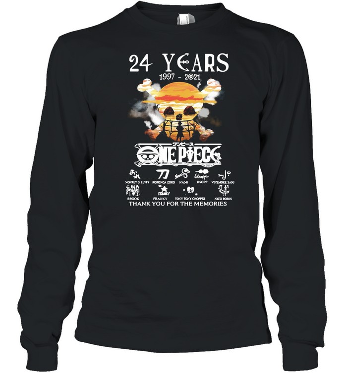 One Piece 24 Years 1997 2021 Signatures Thank You For The Memories shirt Long Sleeved T-shirt