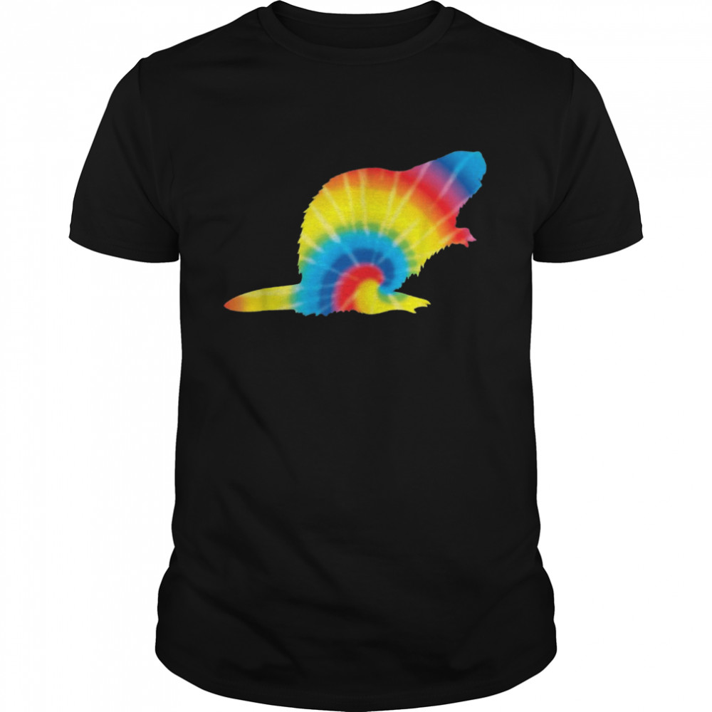 Tie Dye Beaver Rainbow Print Rodent Kit Hippie Peace Gift Shirt