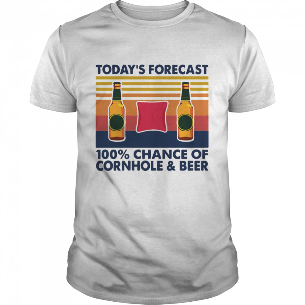 Today’s Forecast 100% Chance Of Cornhole And Beer Vintage Retro T-shirt