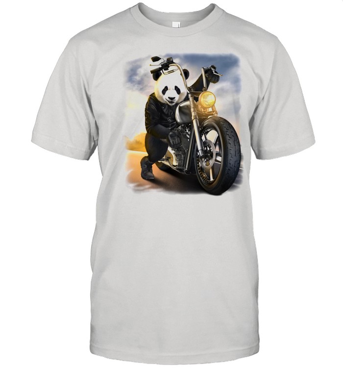 Biker Giant Panda Riding Chopper Motorcycle Shirt
