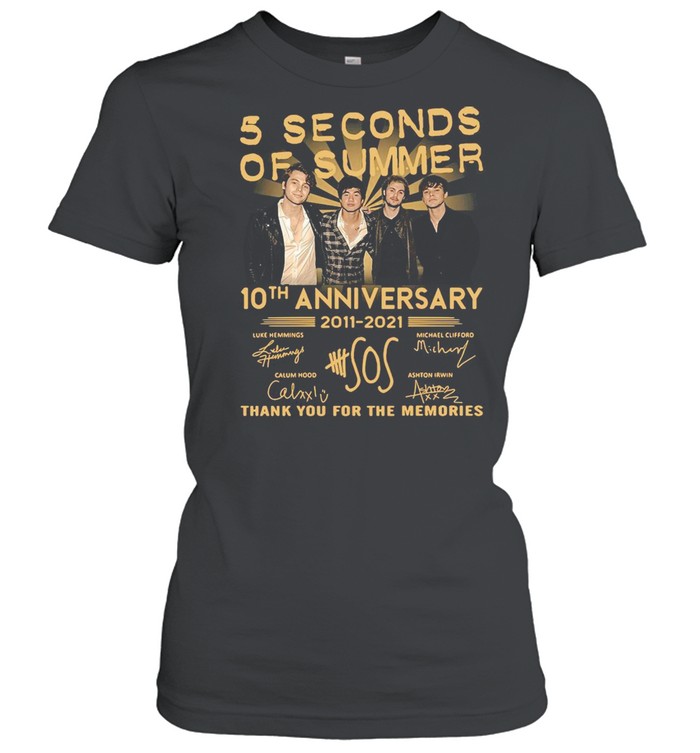 5 Seconds OF Summer 10th anniversary 2011-2021 signature thank you for the memories T-shirt Classic Women's T-shirt