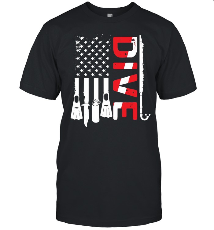Scuba Diving Gear American Scuba Diver Down Flag Vintage T-shirt Classic Men's T-shirt