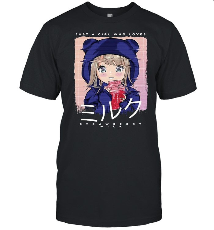 Just A Girl Who Loves Strawberry Milk Vaporwave Anime Glitch T-shirt Classic Men's T-shirt
