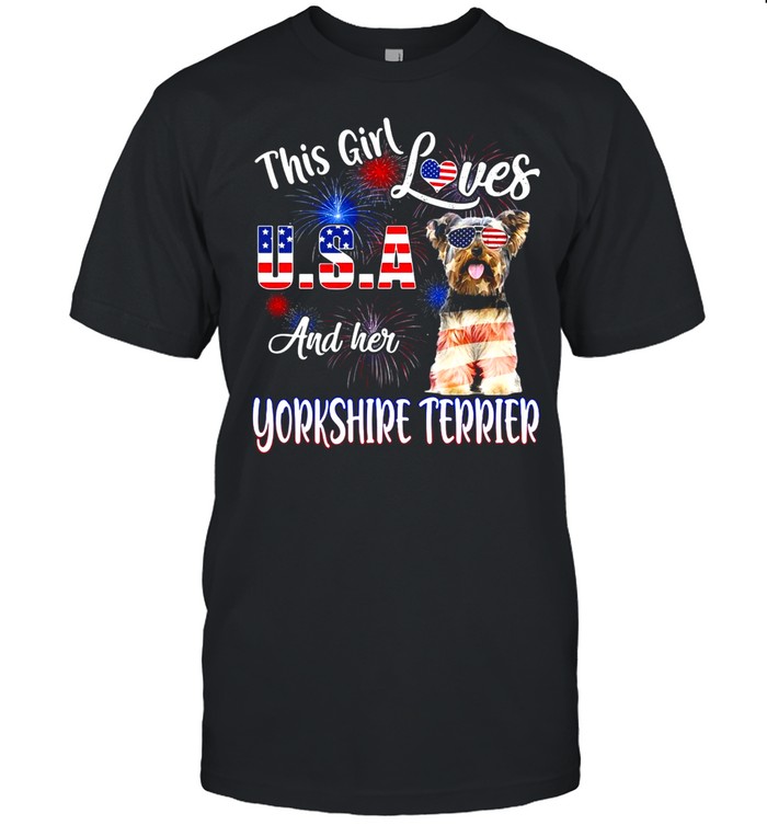 This Girl Loves USA And Her Yorkshire Terrier American Flag T-shirt Classic Men's T-shirt