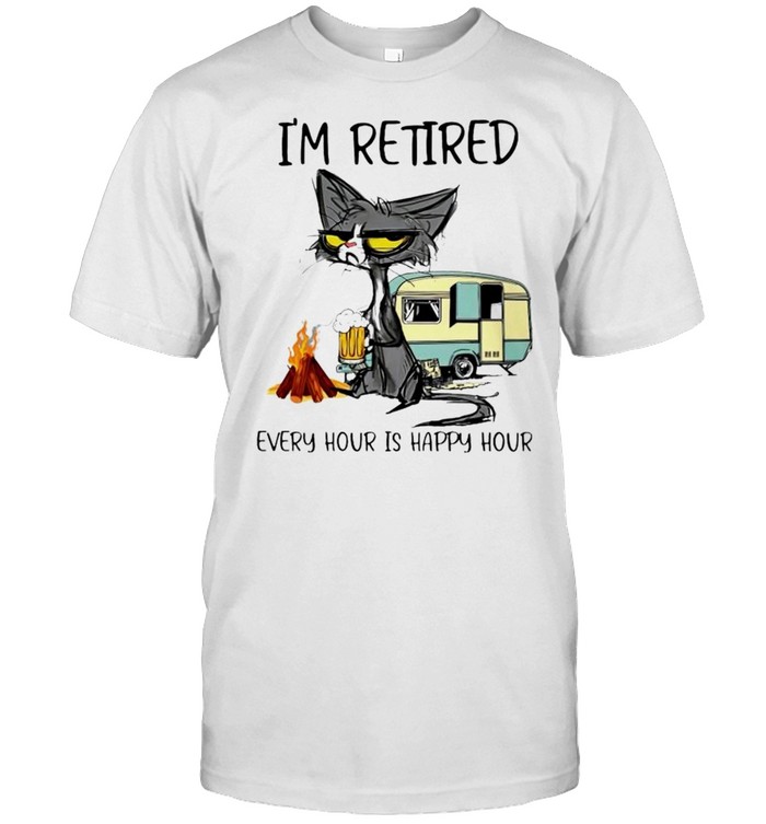 Cat I’m retired every hour is happy hour shirt Classic Men's T-shirt