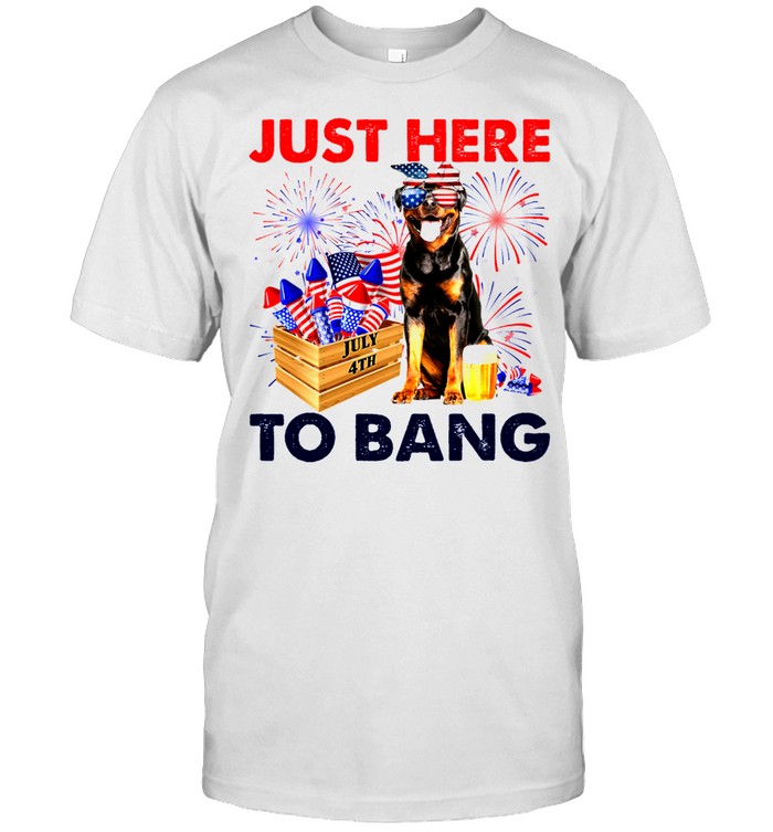 Rottweiler Just Here To Bang American Flag Firework Independence Day 4th Of July shirt Classic Men's T-shirt
