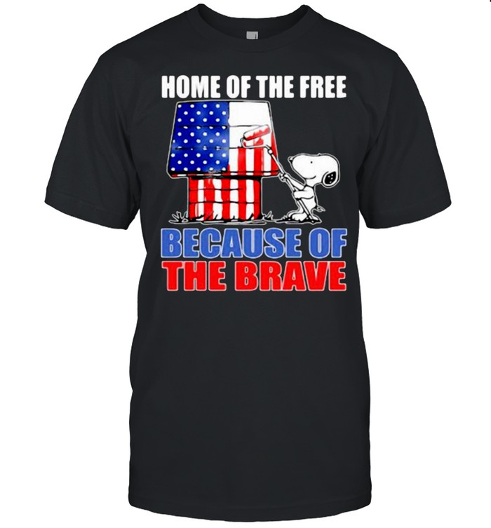 Home Of The Free Because Of The Brave Snoopy American Flag  Classic Men's T-shirt