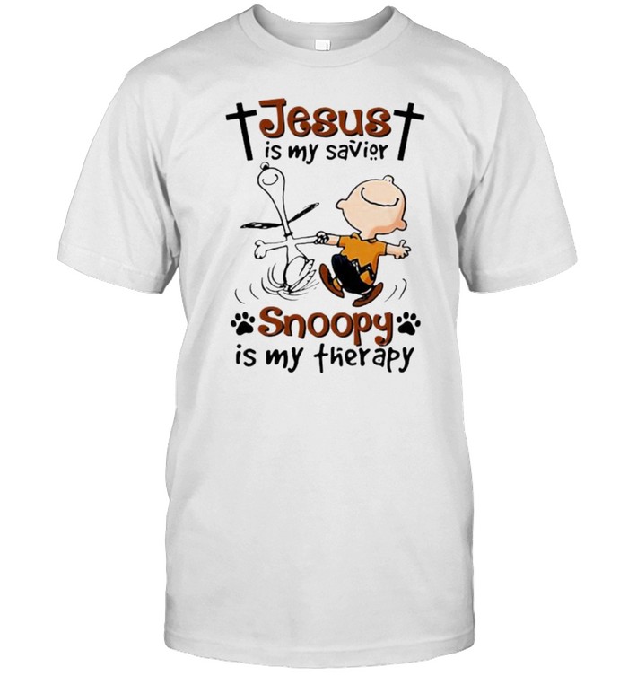 Jesus Is My Savior Snoopy Is My Therapy  Classic Men's T-shirt