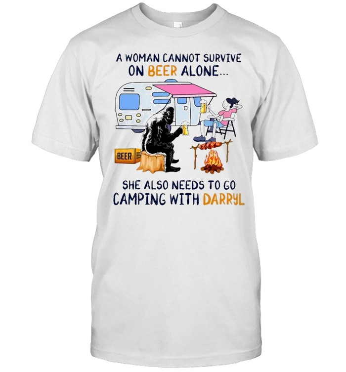 A woman cannot cannot survive on beer alone she also needs to go camping with darryl shirt Classic Men's T-shirt