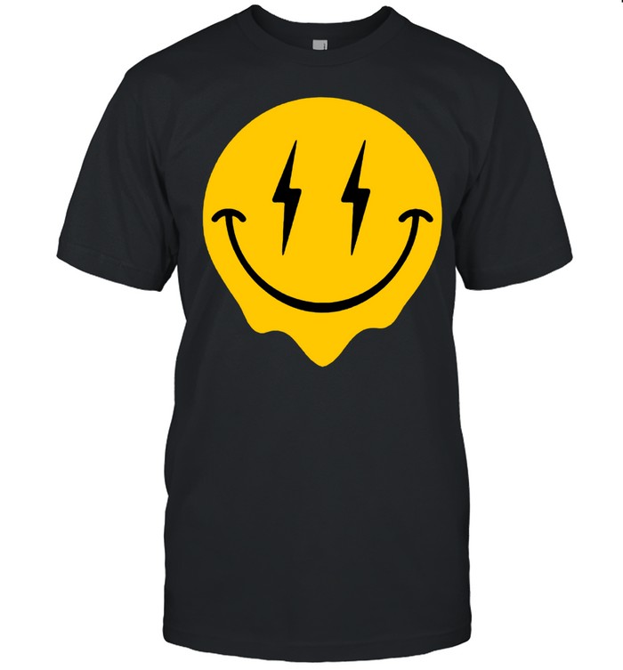 Melting Dripping Smiley Face Bolt Lightning Happy Face Emoji  Classic Men's T-shirt