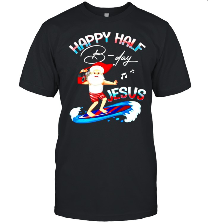 Santa Claus surfing happy half B-day jesus shirt Classic Men's T-shirt