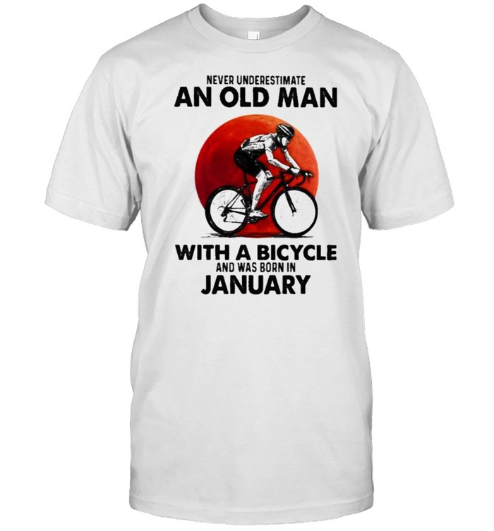 never Underestimate An Old Man With A Bicycle And Was Born In January Blood Moon  Classic Men's T-shirt