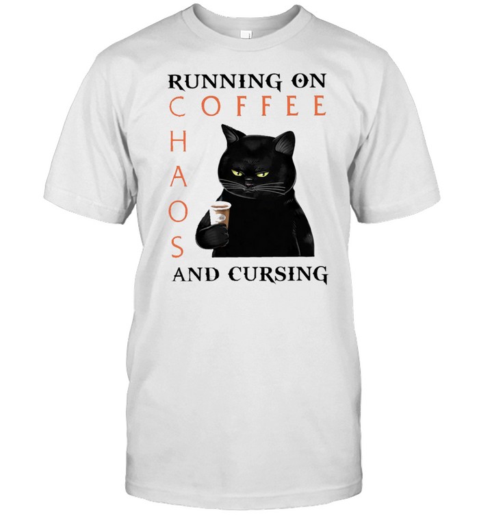 black cat running on coffee chaos and cursing shirt Classic Men's T-shirt