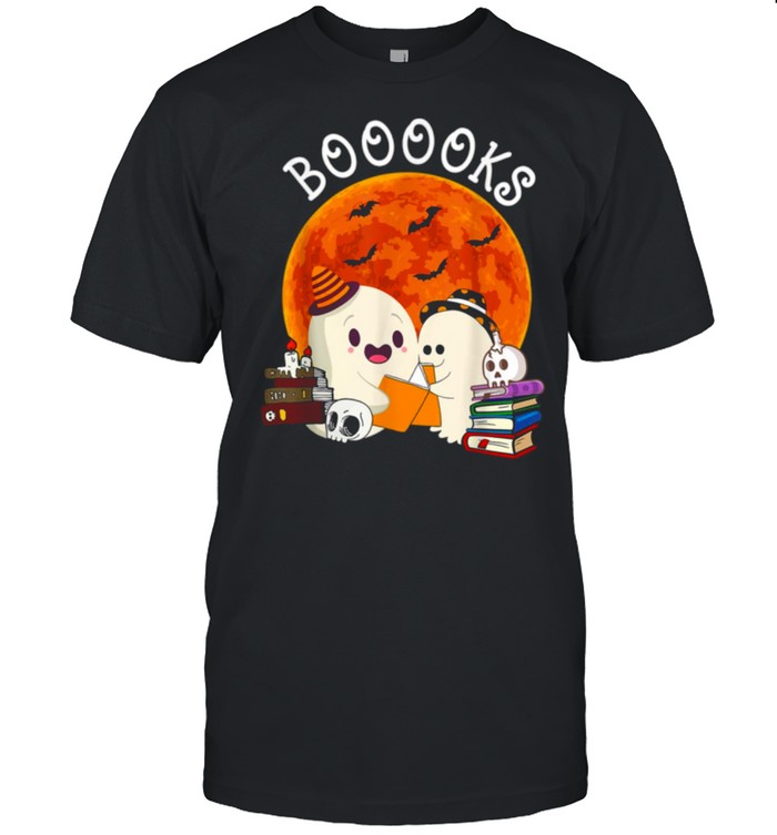 booooks Ghost Boo Read Books Library Moon Pumpkin shirt Classic Men's T-shirt