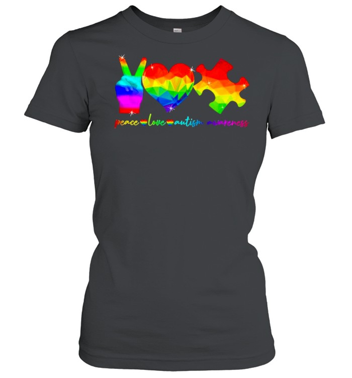 Peace Love Autism Awareness LGBT shirt Classic Women's T-shirt
