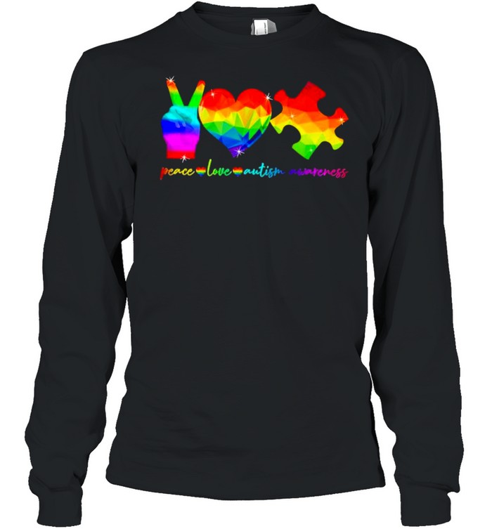Peace Love Autism Awareness LGBT shirt Long Sleeved T-shirt