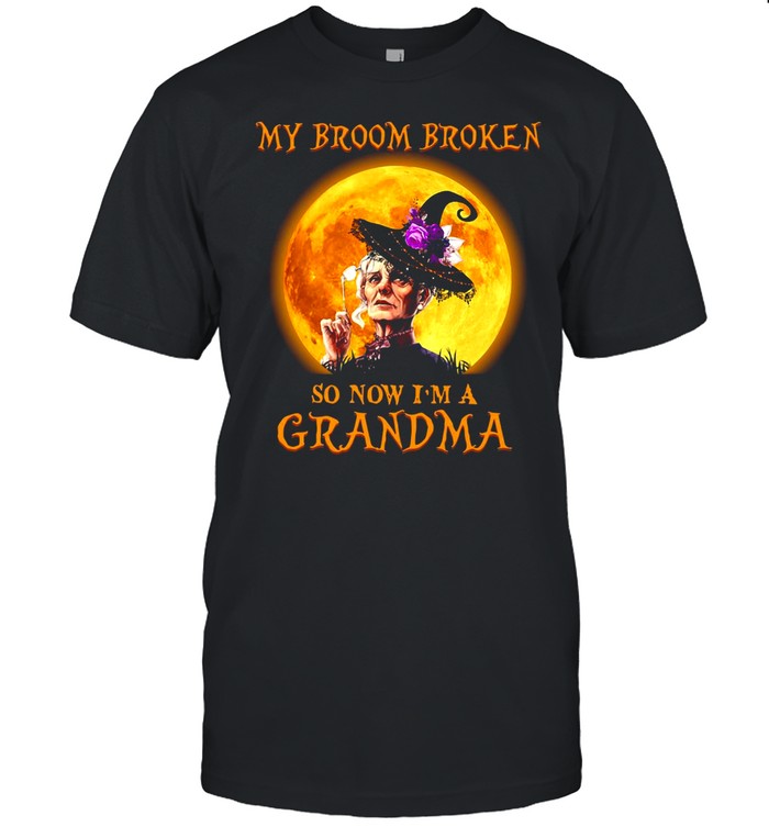 Women Witch Halloween My Broom Broken So Now I’m A Grandma T-shirt Classic Men's T-shirt