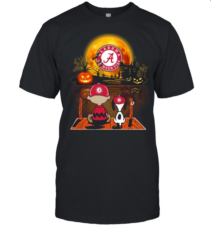 Snoopy and Charlie Brown Pumpkin Alabama Crimson Tide Halloween Moon shirt Classic Men's T-shirt
