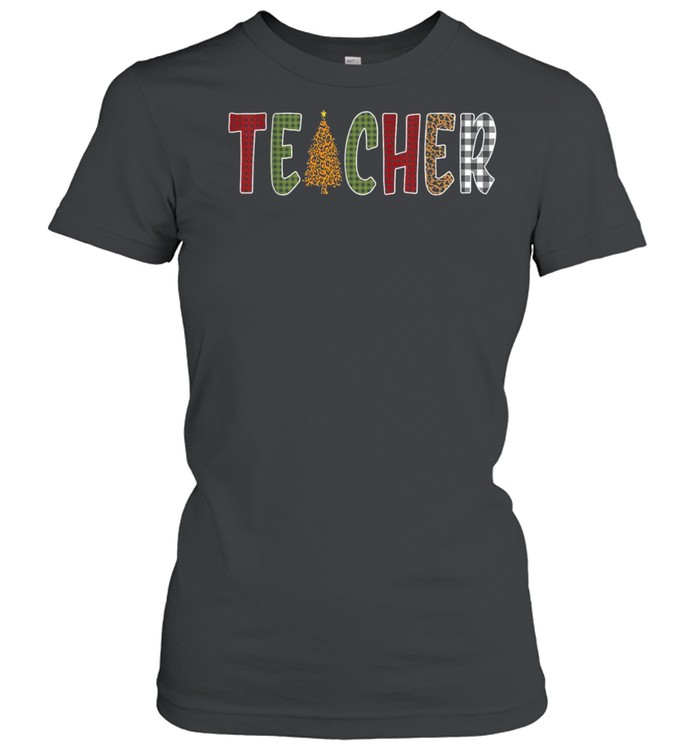 Teacher Buffalo Plaid Christmas Tree shirt Classic Women's T-shirt