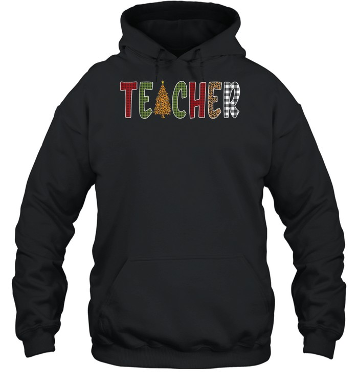 Teacher Buffalo Plaid Christmas Tree shirt Unisex Hoodie