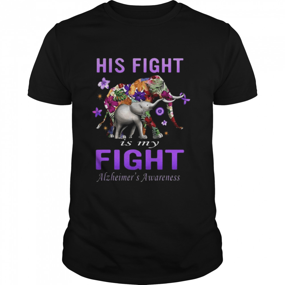 Alzheimer’s Awareness His Fight Is My Fight Purple Elephant T-shirt Classic Men's T-shirt