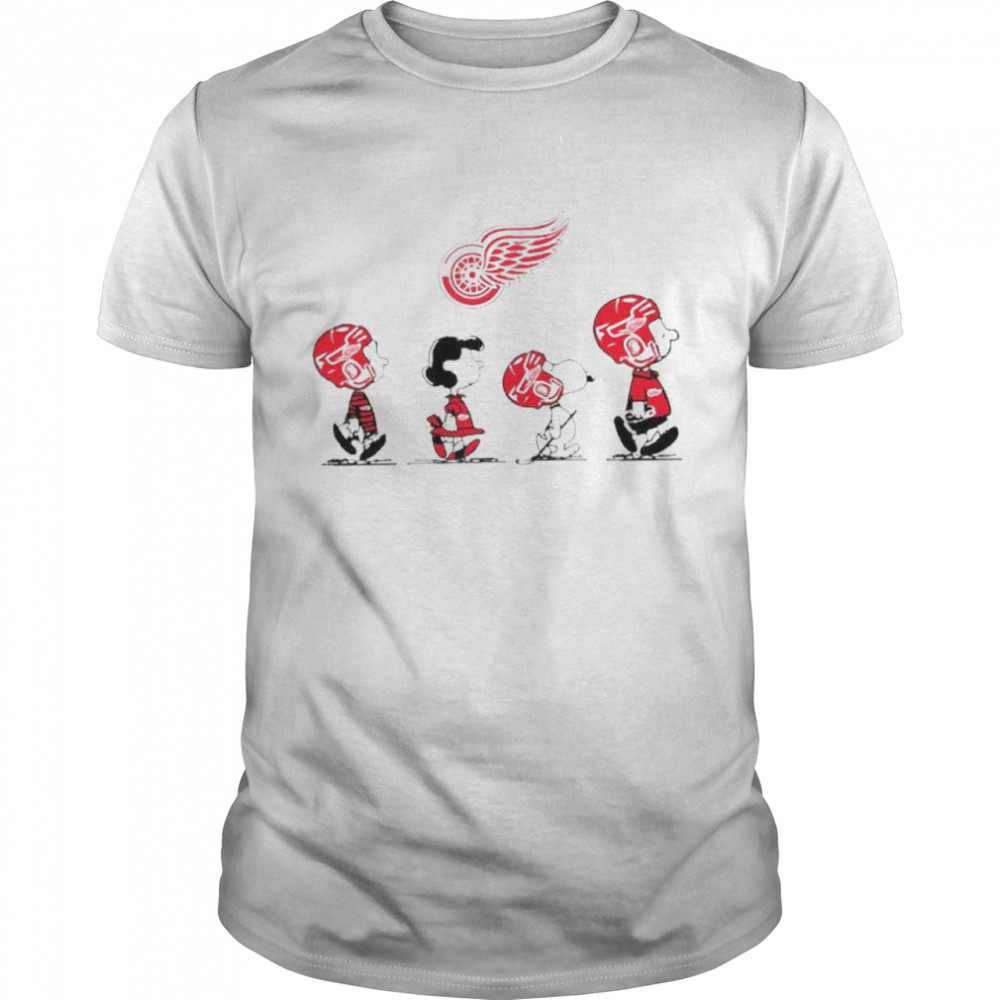 Snoopy and charlie brown and friends detroit red wings logo shirt Classic Men's T-shirt