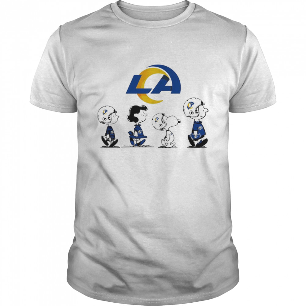 The Peanuts Character Charlie Brown And Snoopy Walking Los Angeles Rams Shirt