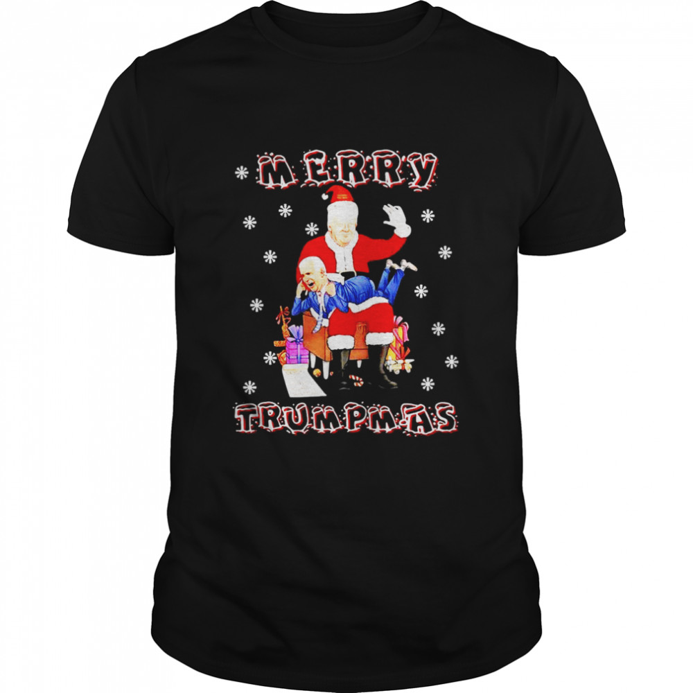 Awesome Santa Trump Hit Biden Merry Trumpmas Christmas  Classic Men's T-shirt