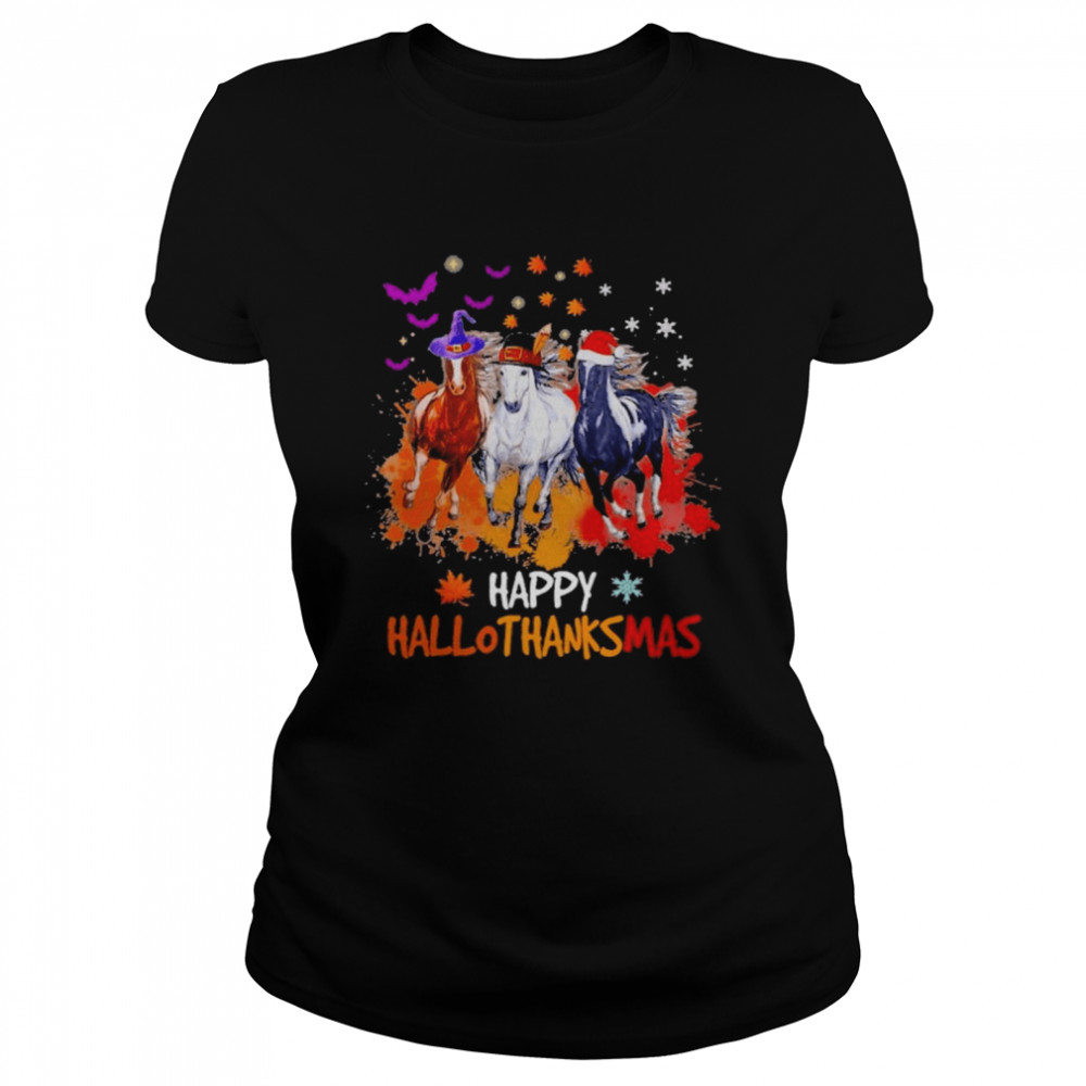 Horse Halloween Happy HalloThanksMas 2021 T- Classic Women's T-shirt