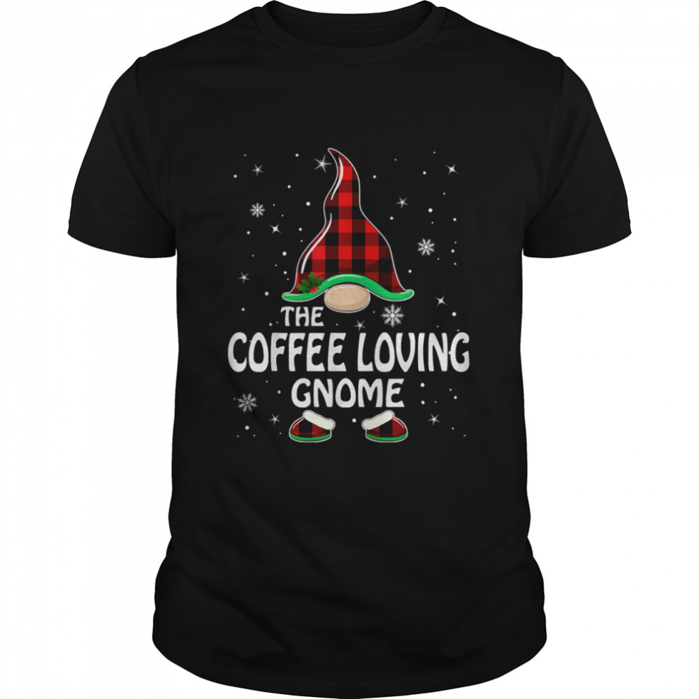 Coffee Loving Gnome Buffalo Plaid Matching Family Christmas T- Classic Men's T-shirt
