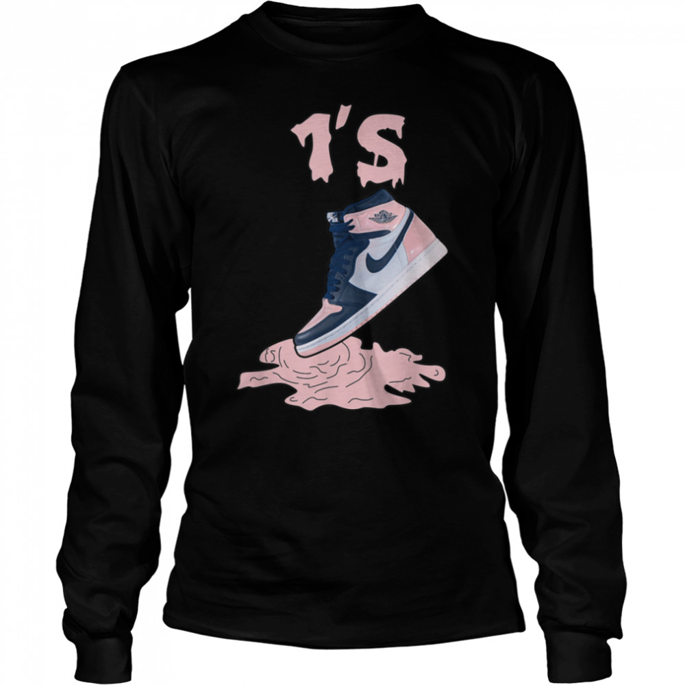 1 High OG Bubble Gum Sneaker Match Tees Shoes Drip Christmas T- B09JVXVPW1 Long Sleeved T-shirt