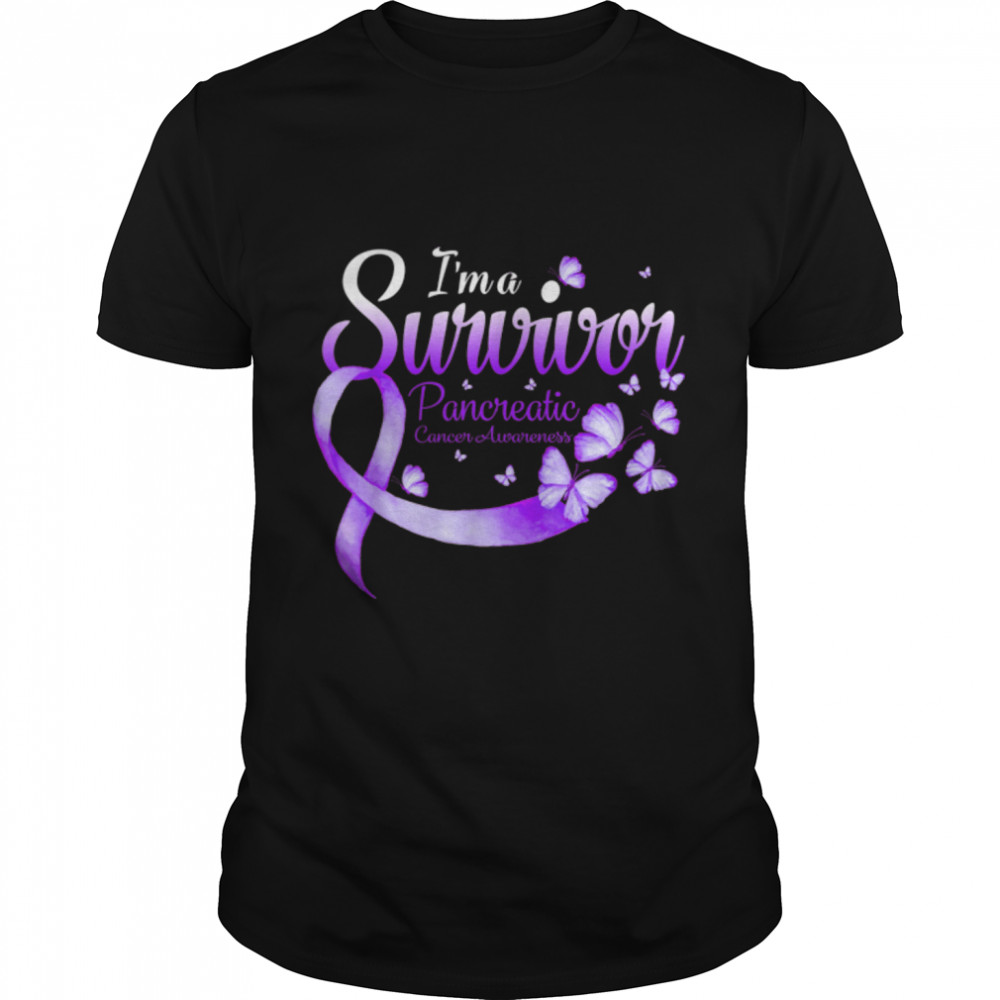 I'm A Survivor Pancreatic Cancer Awareness Butterfly T- B09JZSMC4N Classic Men's T-shirt