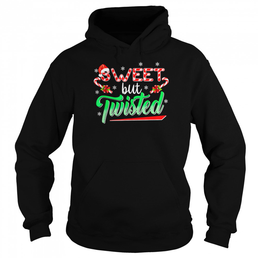 Sweet but Twisted Funny Candy Cane Christmas Mens Womens T- Unisex Hoodie