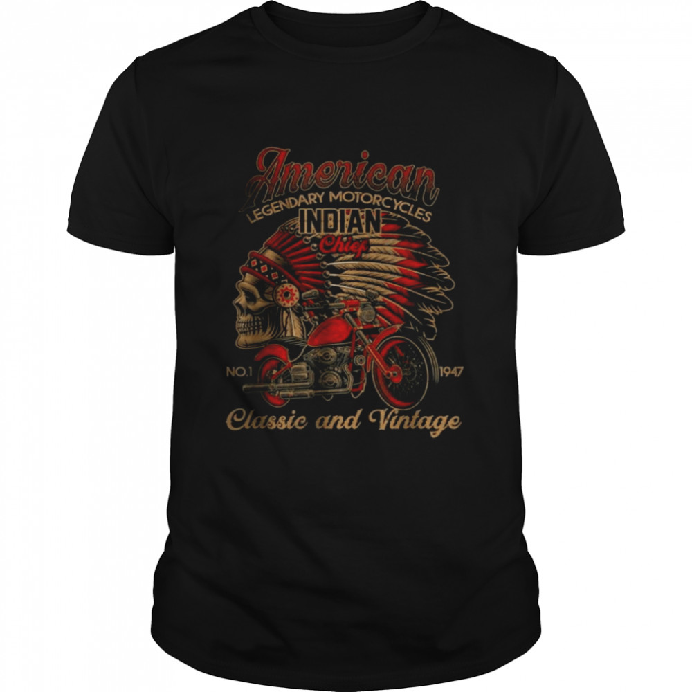 Retro Vintage American Motorcycle Indian for Old Biker T- Classic Men's T-shirt