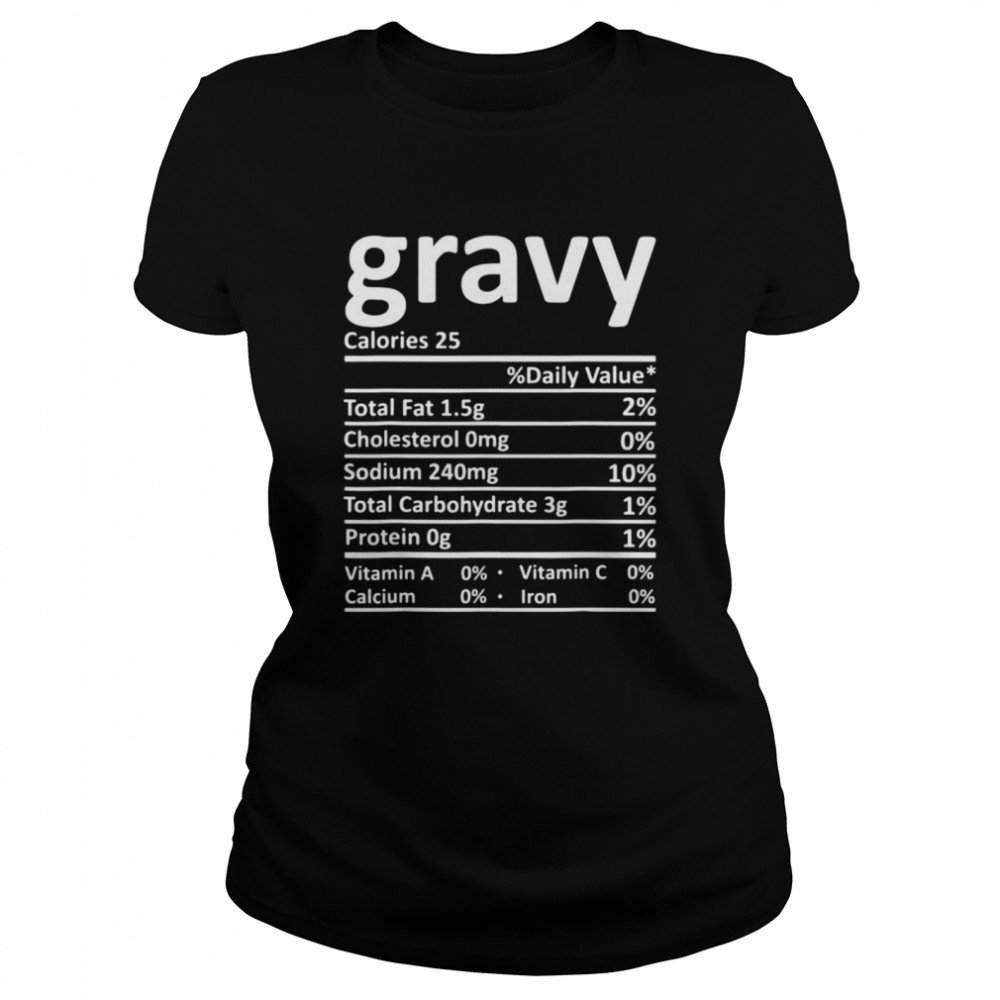 Gravy Nutrition Facts Funny Thanksgiving Christmas Food  Classic Women's T-shirt