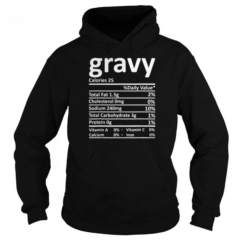 Gravy Nutrition Facts Funny Thanksgiving Christmas Food  Unisex Hoodie