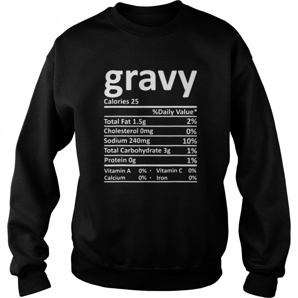 Gravy Nutrition Facts Funny Thanksgiving Christmas Food  Unisex Sweatshirt