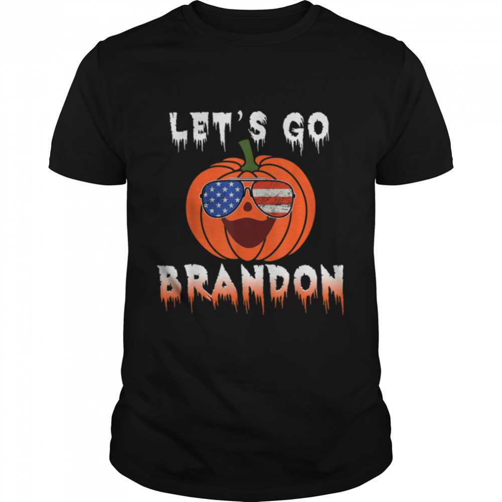 Lets Go Brandon Pumpkin American Flag Biden Halloween T- B09JT3VCDG Classic Men's T-shirt