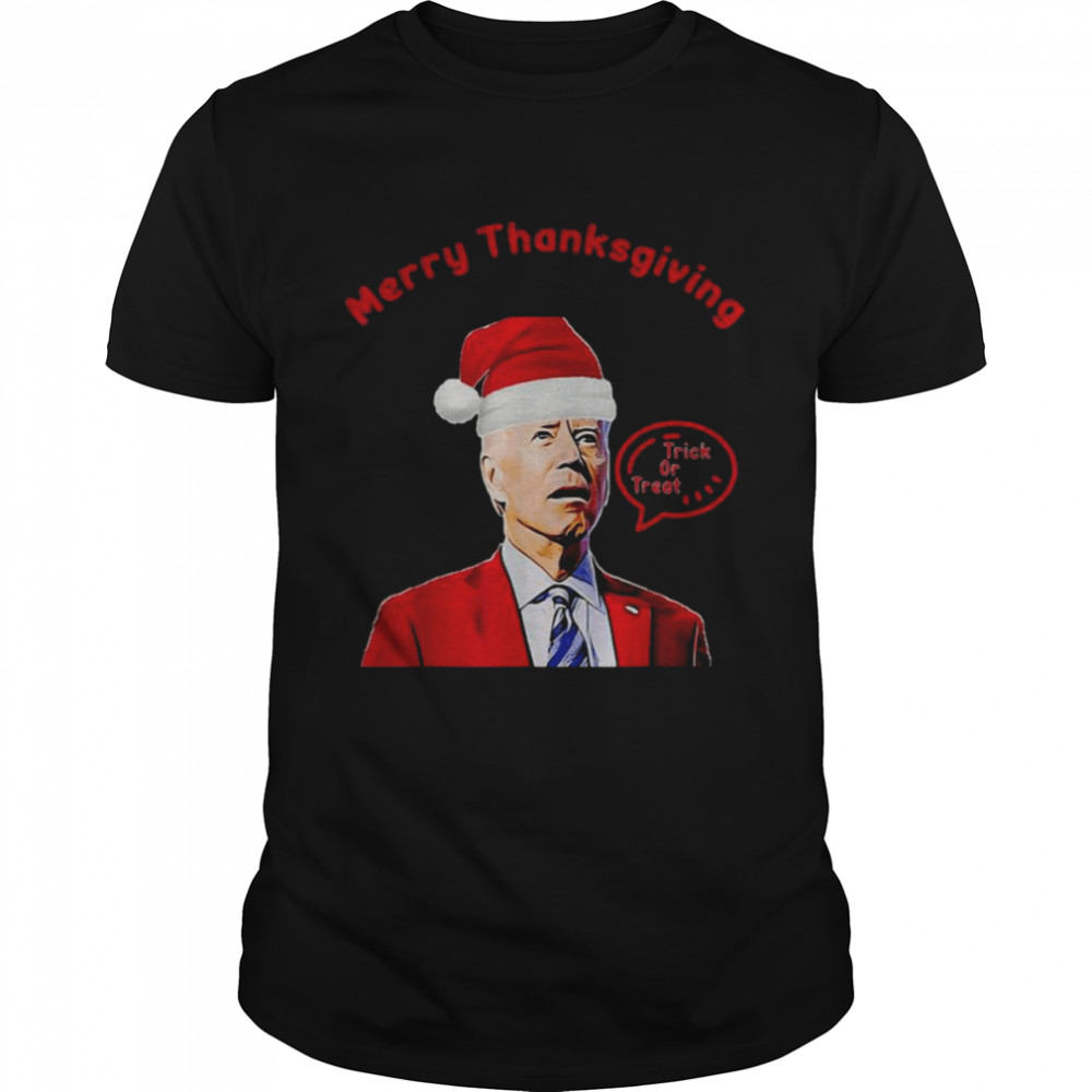 Santa Joe Biden Merry Thanksgiving trick or treat Christmas shirt Classic Men's T-shirt