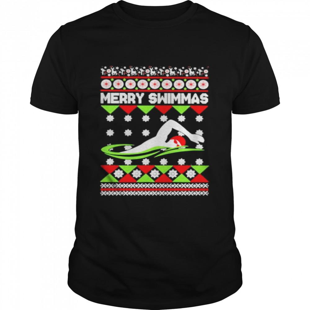 Swimming Merry Ugly Christmas shirt Classic Men's T-shirt