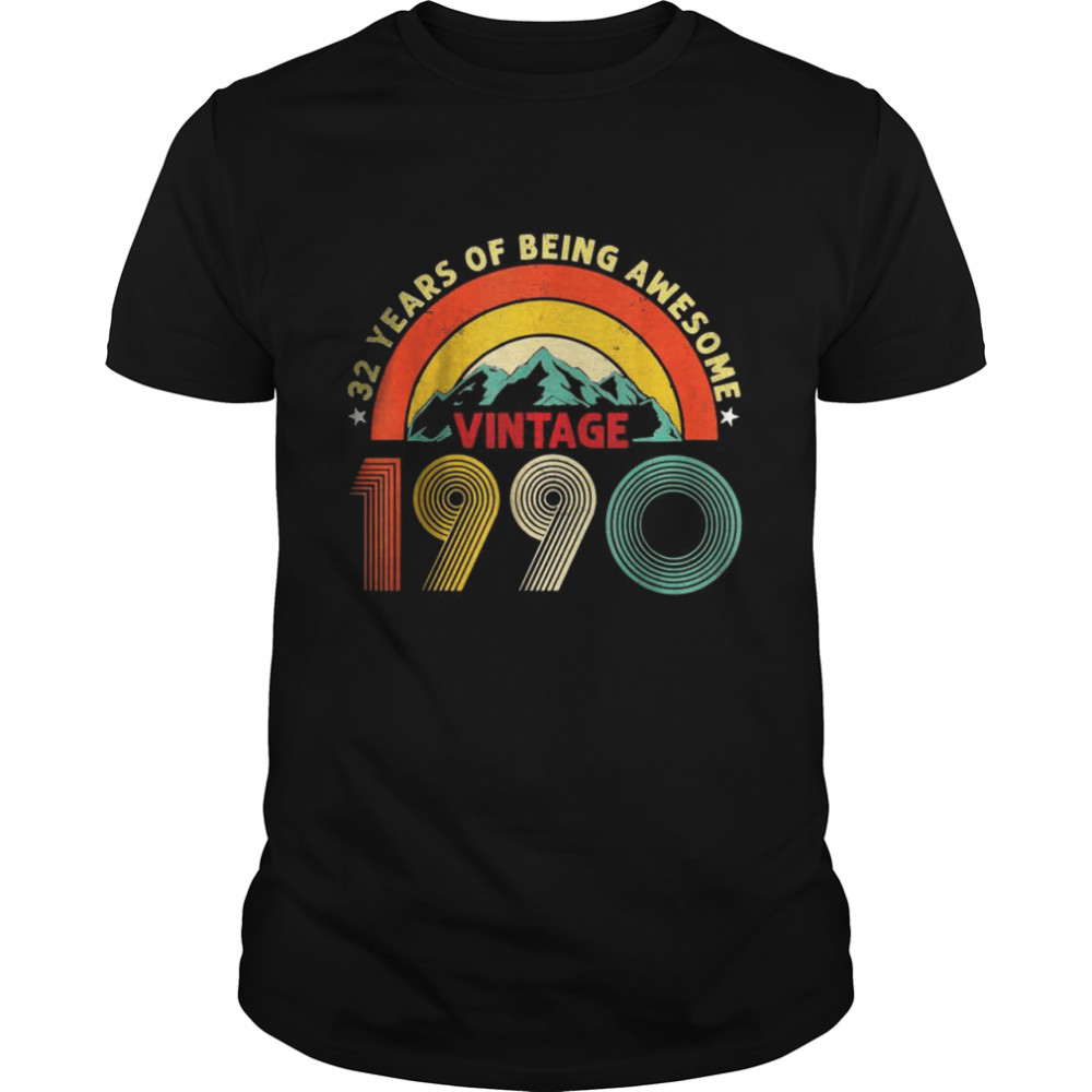 Birthday 32 Years Of Being Awesome Vintage 1990 T- Classic Men's T-shirt