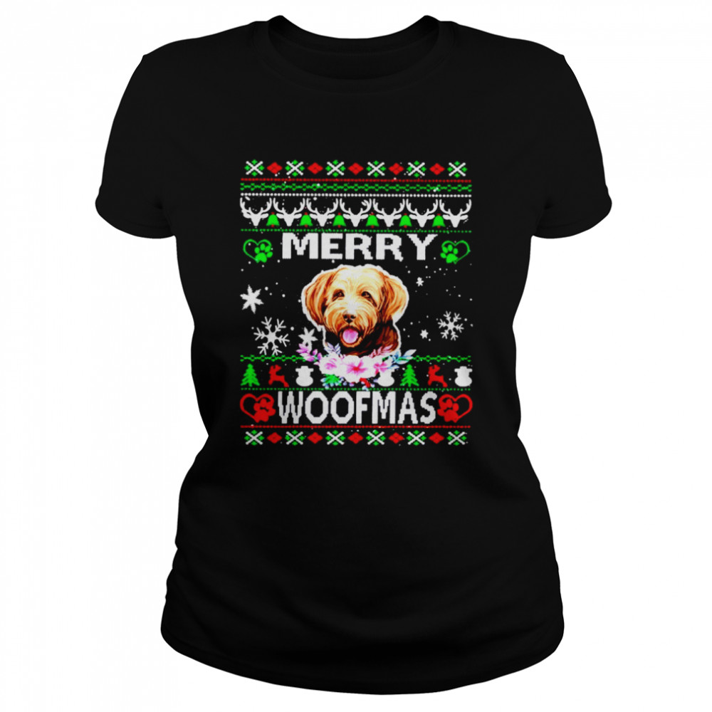Merry Woofmas Bordoodle Christmas shirt Classic Women's T-shirt