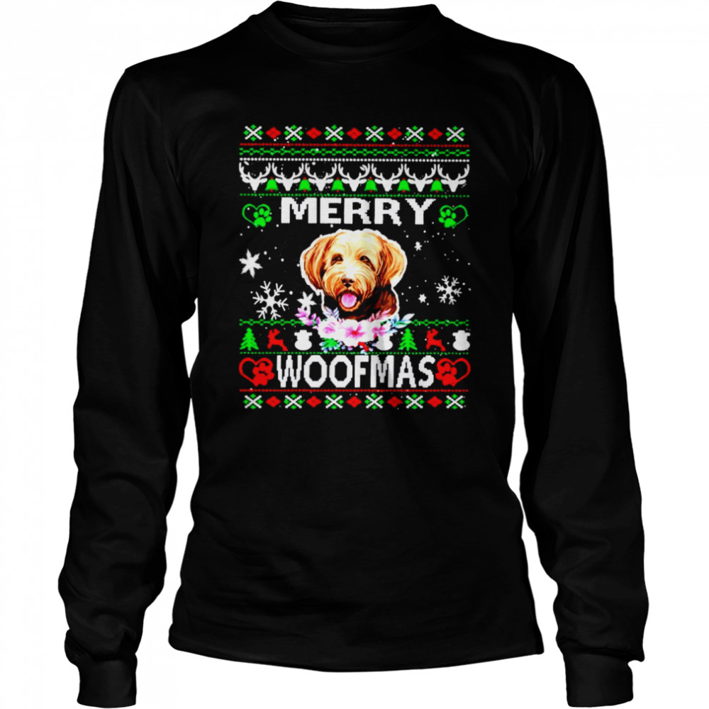 Merry Woofmas Bordoodle Christmas shirt Long Sleeved T-shirt