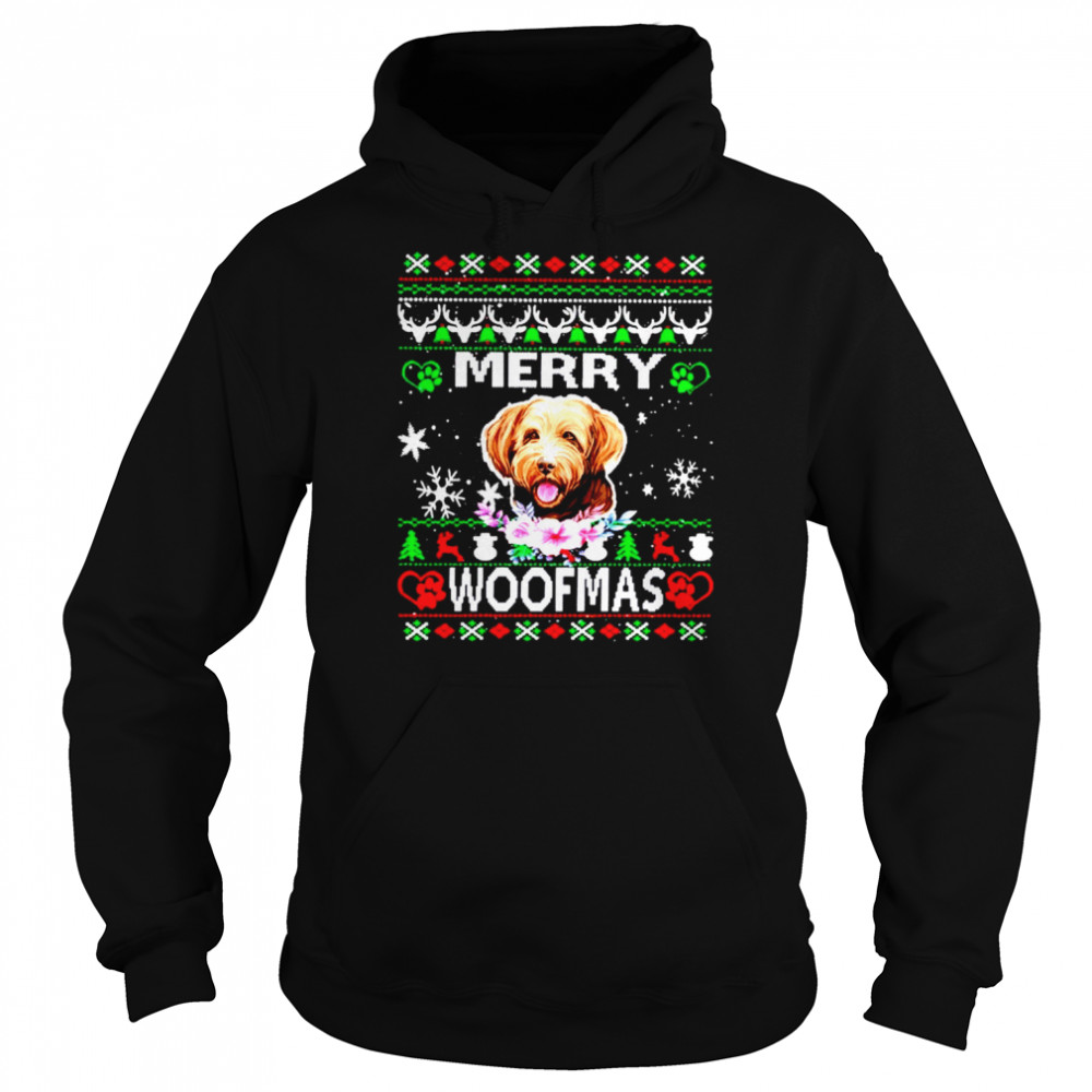 Merry Woofmas Bordoodle Christmas shirt Unisex Hoodie