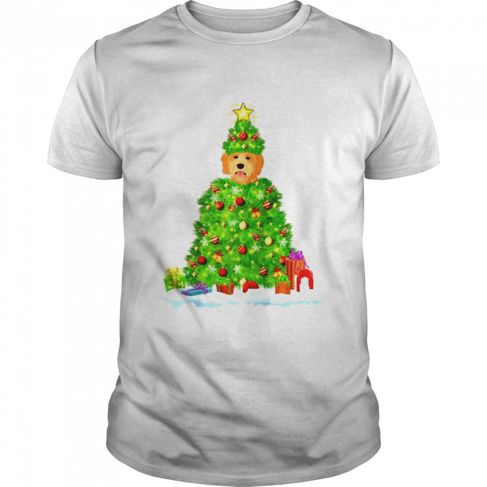 Goldendoodle Xmas Lighting Tree Goldendoodle Christmas  Classic Men's T-shirt