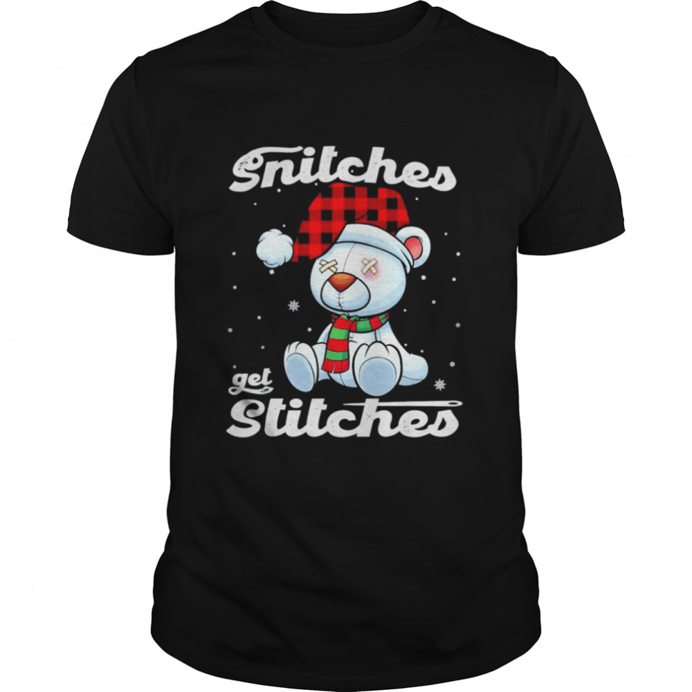 Snitches Get Stitches Xmas Matching Pajamas Santa Hat shirt Classic Men's T-shirt