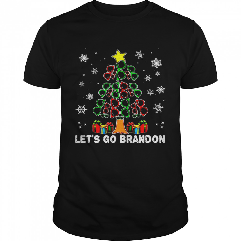 Glasses Christmas Tree Let’s Go Brandon  Classic Men's T-shirt
